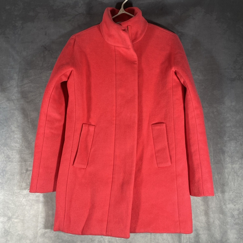 J Crew Wool Blend Mid Length Coat Winter Jacket Classic Overcoat Women's Sz 0